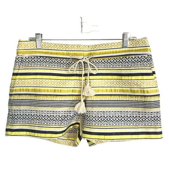 Ann Taylor LOFT The Riviera Short Size 6 Yellow Boho Tribal Stripes Brocade - Picture 1 of 8